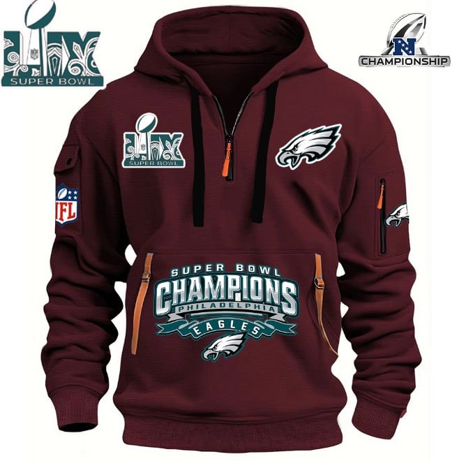 Philadelphia Eagles Super Bowl Championship - HOODIE HALF ZIPPER - QTA405111386