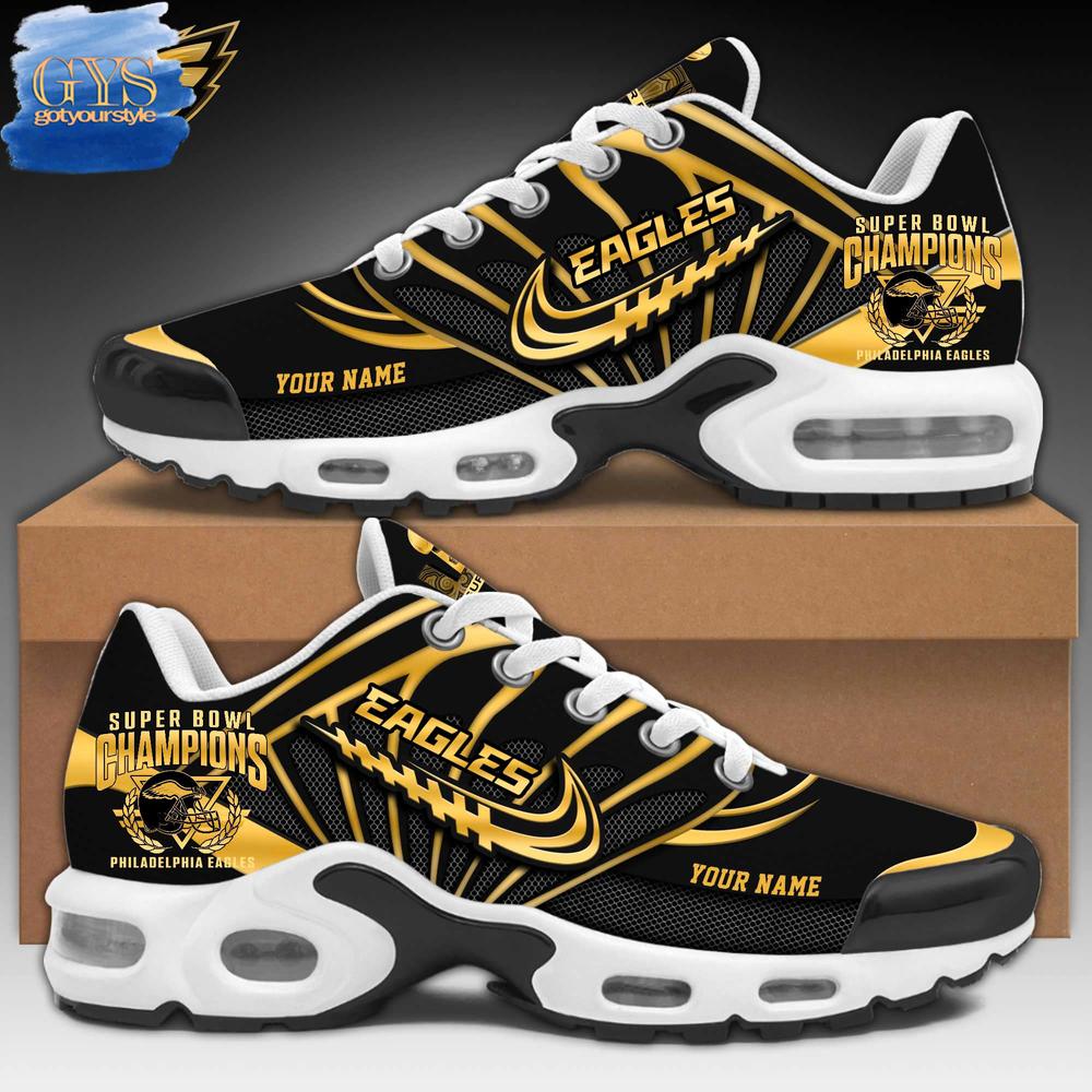 Philadelphia Eagles Super Bowl LIX Champions Gold Air Max Plus Sneakers