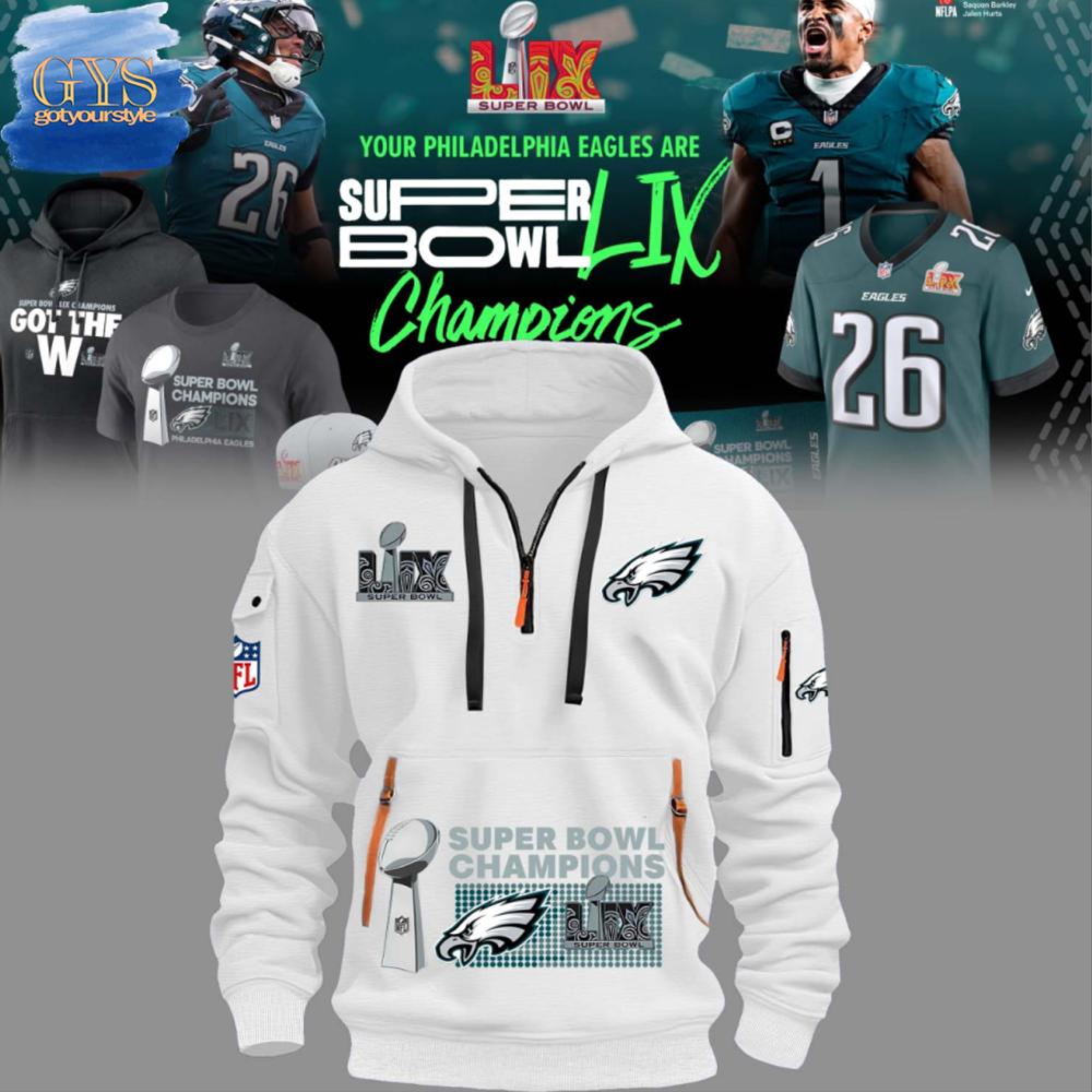 Philadelphia Eagles Super Bowl LIX Champions Half New Hoodie