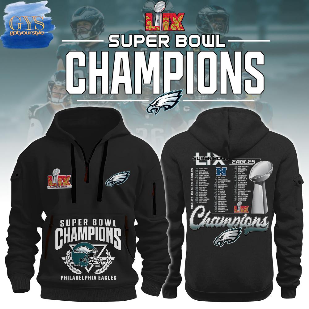 Philadelphia Eagles Super Bowl LIX Champions Half New Hoodie