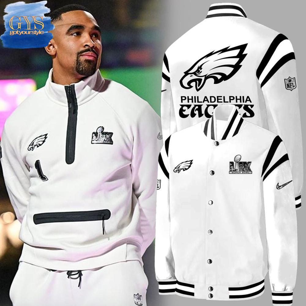 Philadelphia Eagles Super Bowl LIX Special White Baseball Jacket