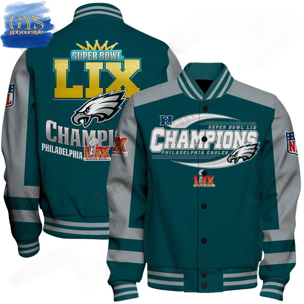 Philadelphia Eagles Super Bowl LIX Victory Baseball Jacket