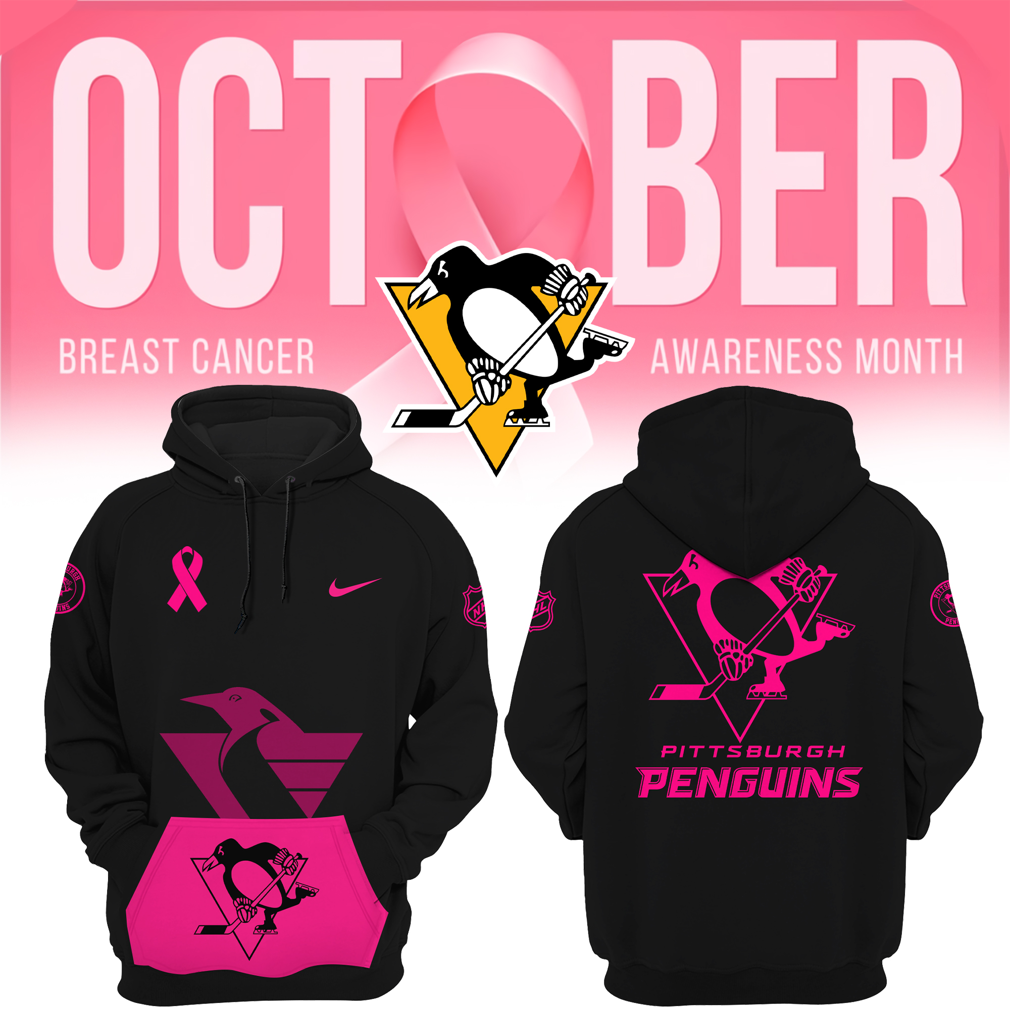 Pittsburgh Penguins Breast Cancer Awareness Month Pullover Hoodie