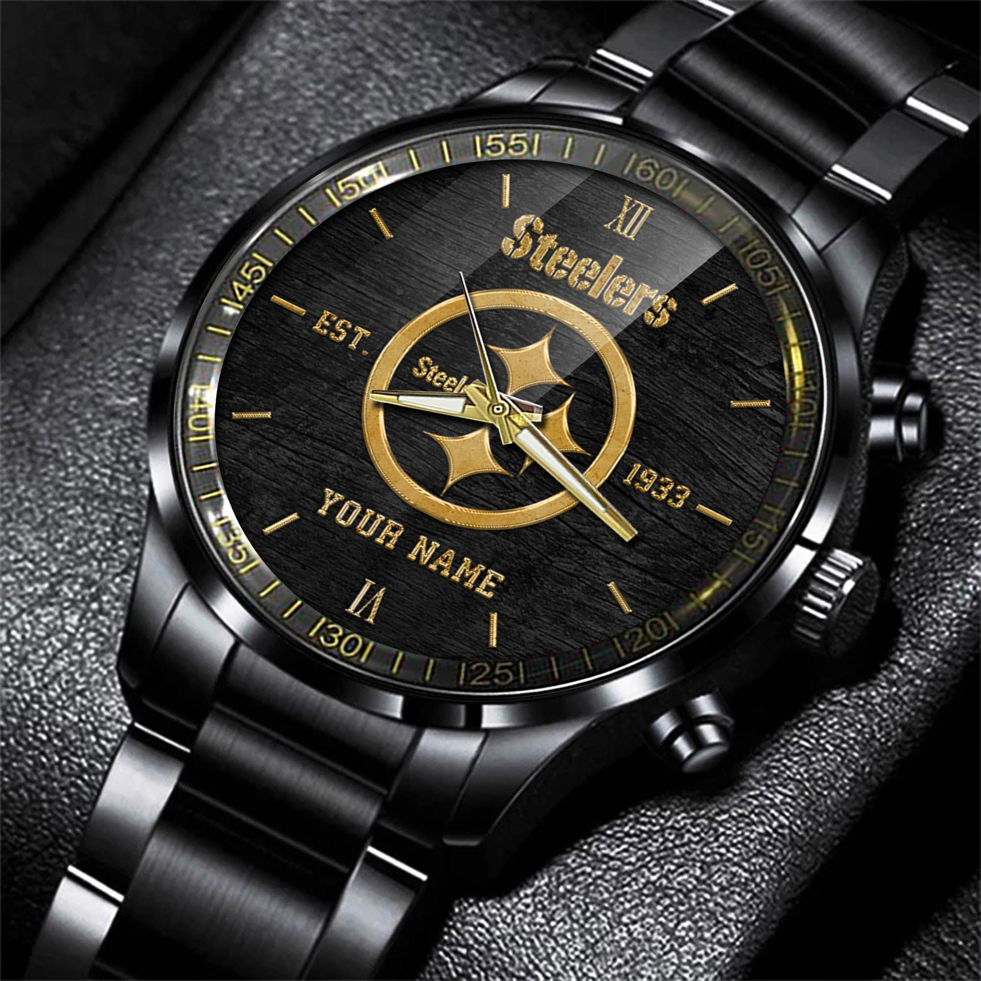 Pittsburgh Steelers Black Fashion Sport Black Fashion Watch
