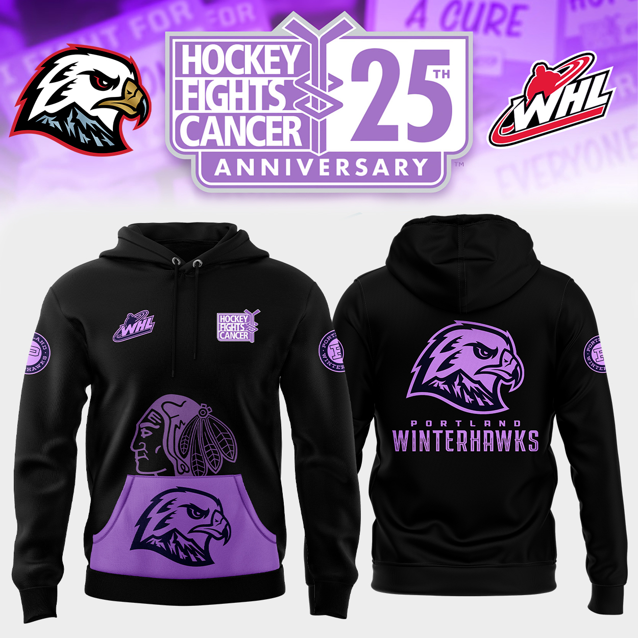 Portland Winterhawks Hockey Fight Cancer Hoodie