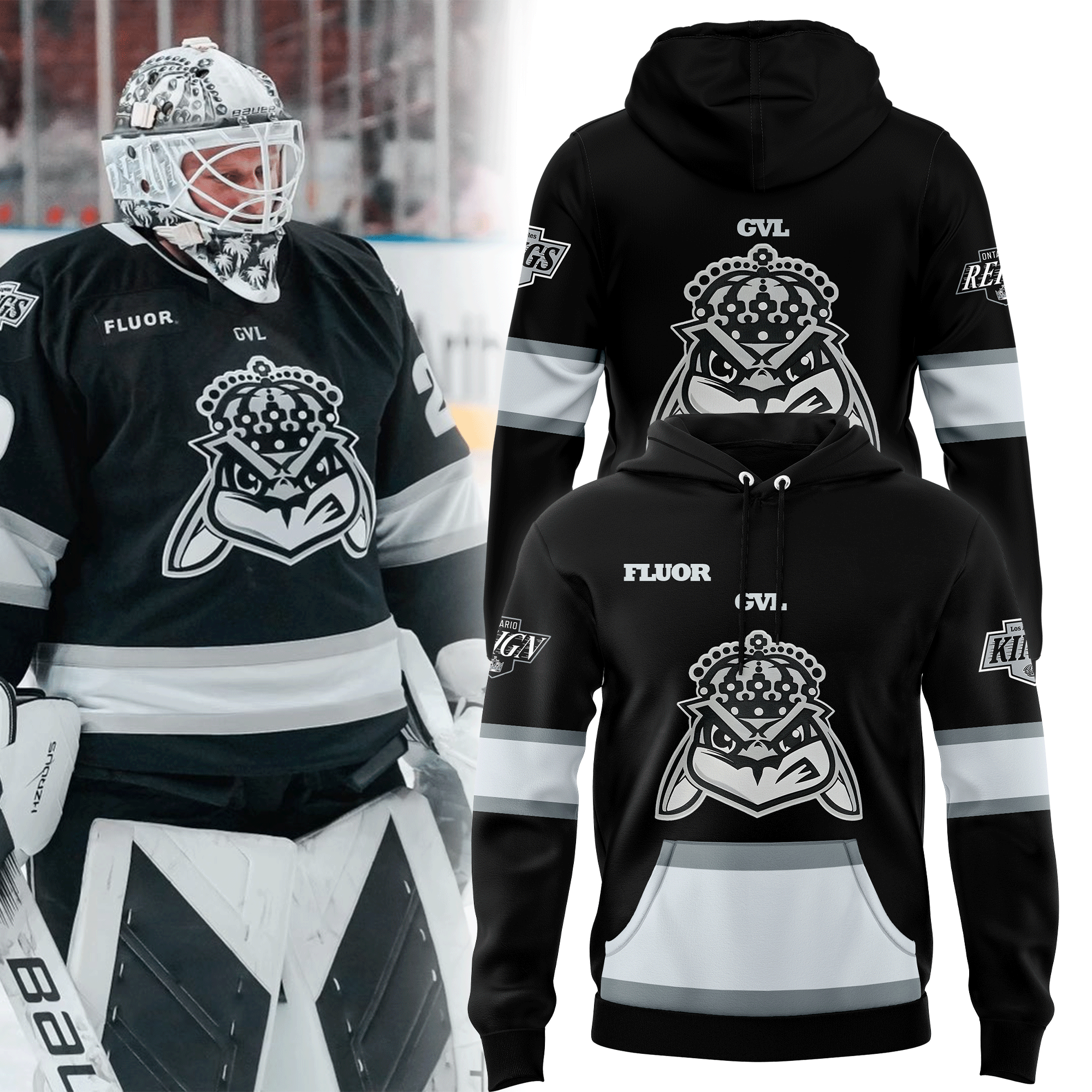 Pro Greenville Swamp Rabbits x LA Kings x Ontario Reign Exclusive Hoodie