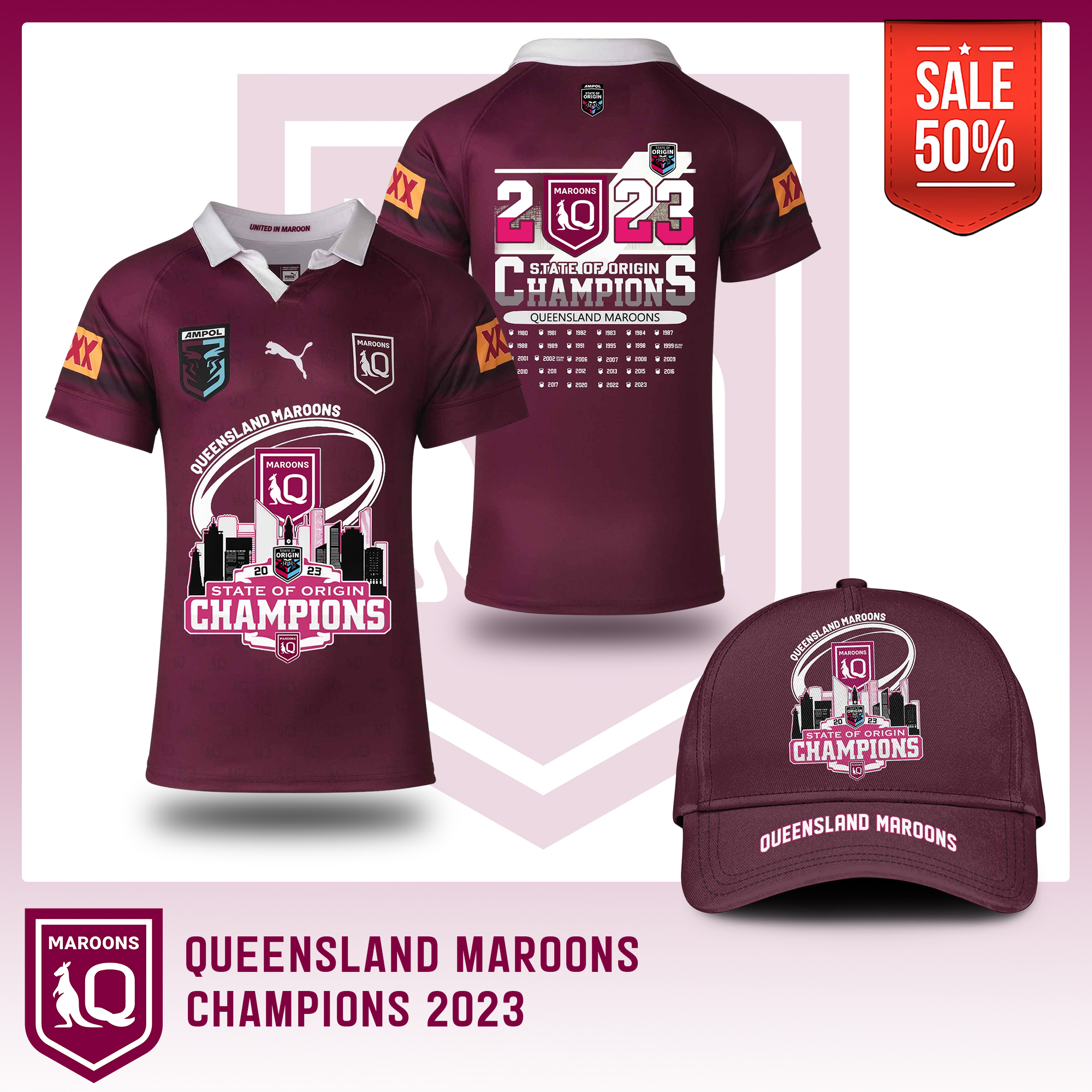 Queensland Maroons Champions 2023 Premium Jersey