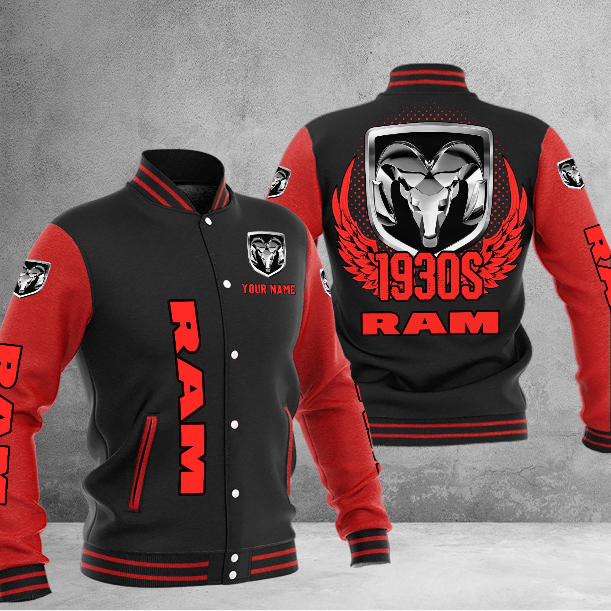 Ram truck DMHJ1073 Baseball Jacket Multicolor