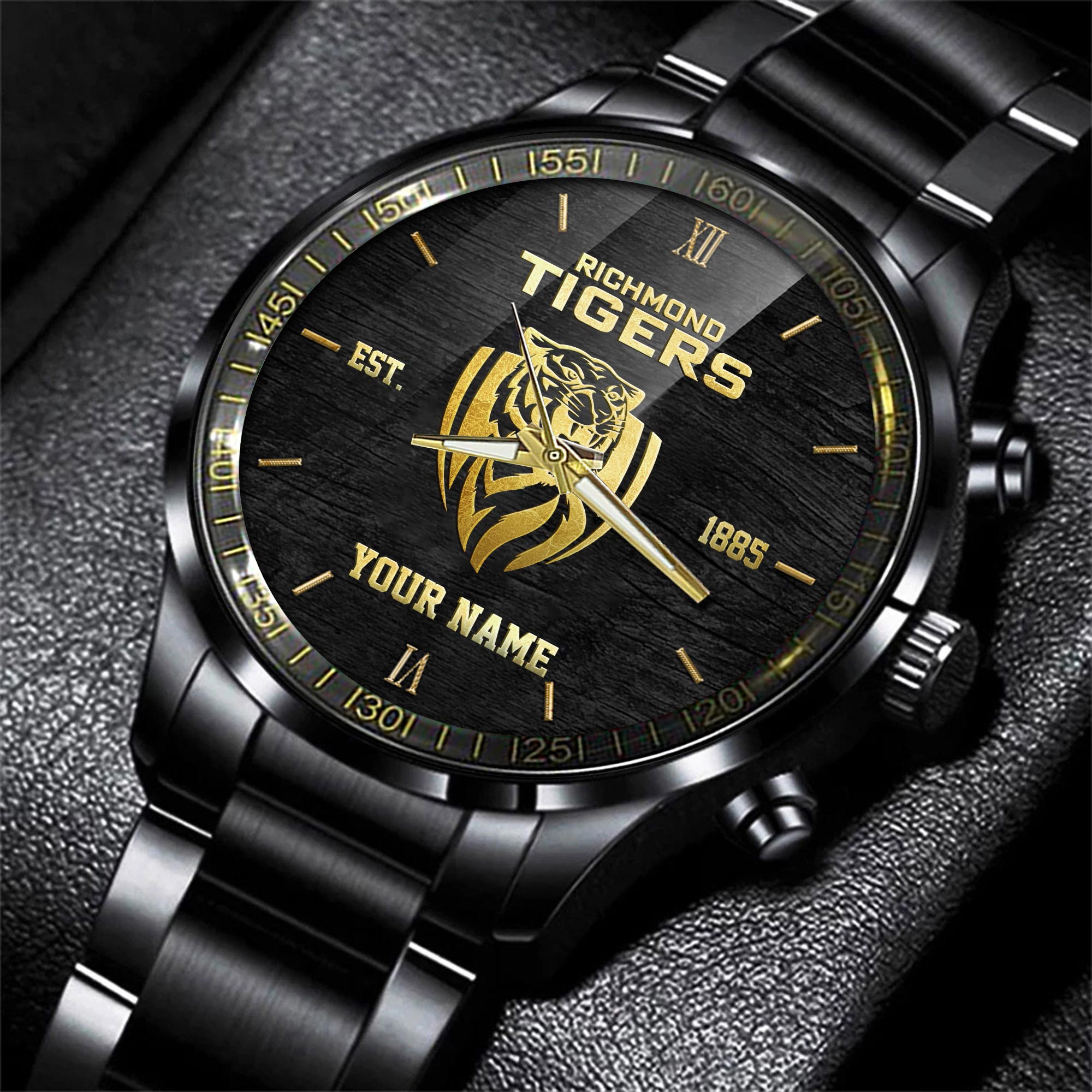 Richmond Tigers Black Fashion Watch Custom Your Name