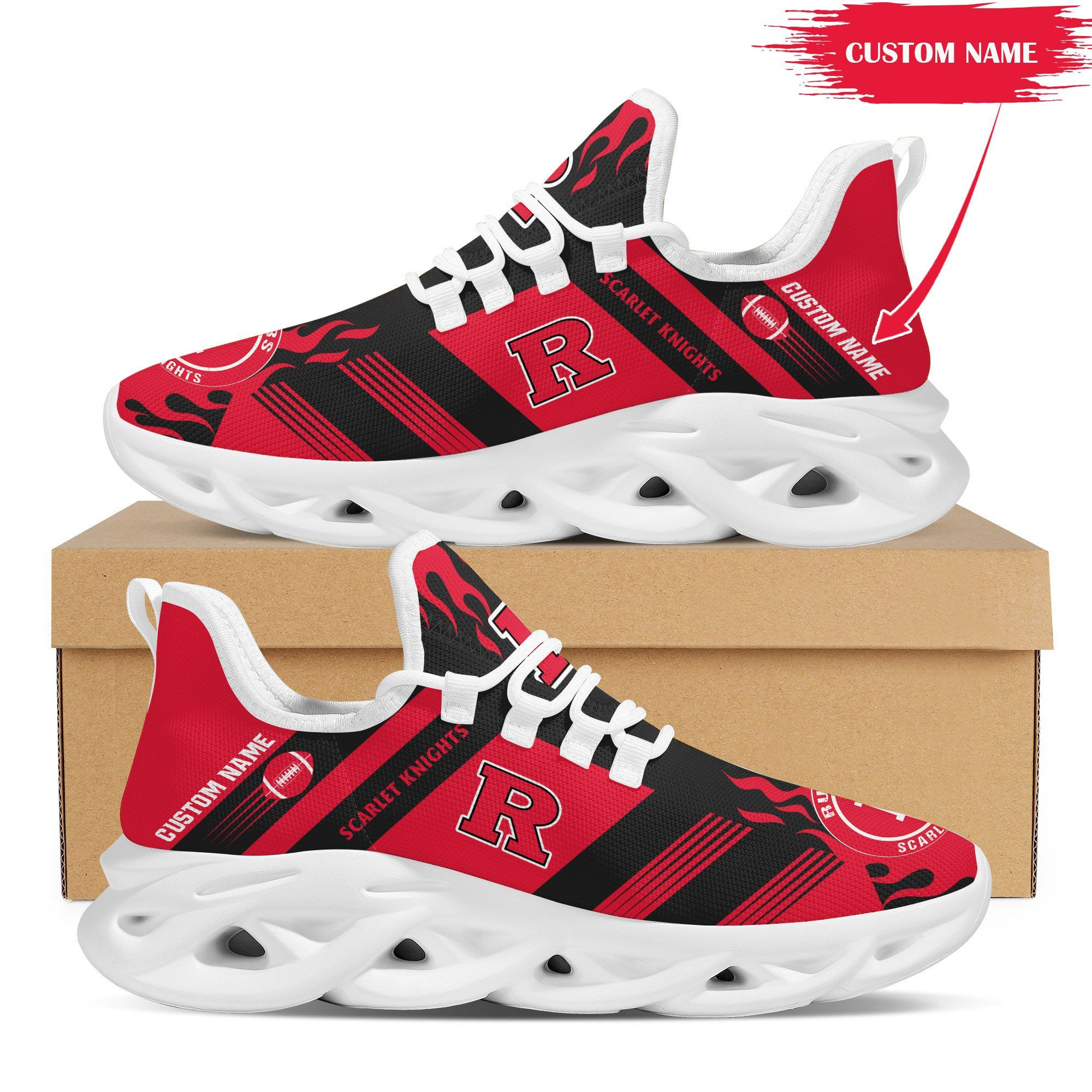 Rutgers Scarlet Knights Custom Personalized Max Soul Sneakers Shoes
