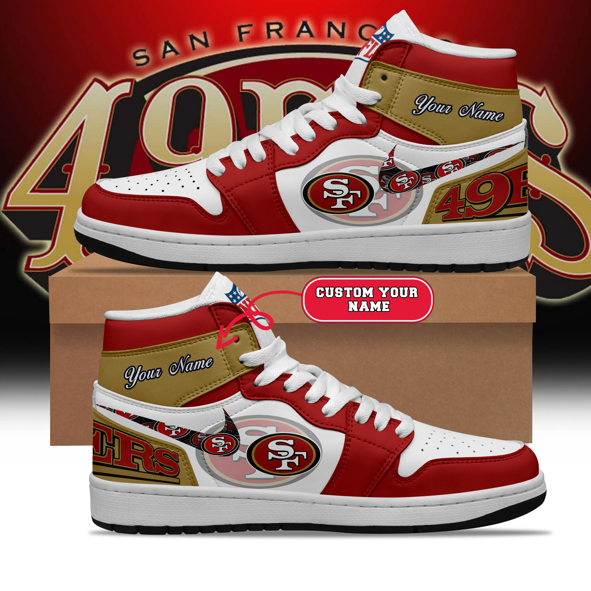 San Francisco 49er Personalized Shoes