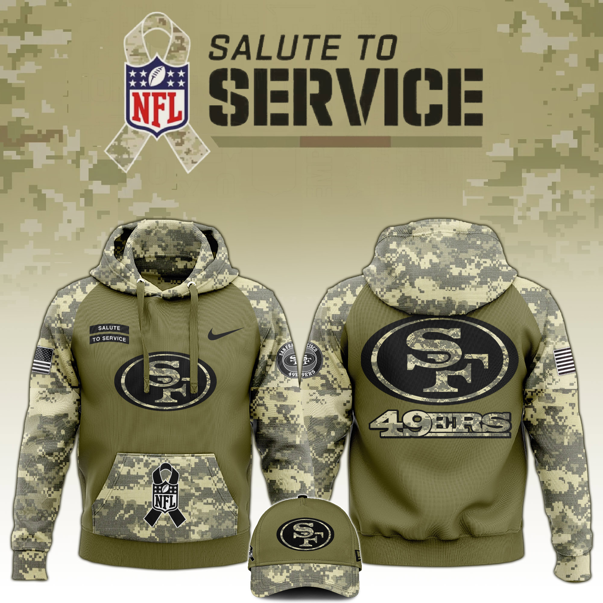 San Francisco 49ers Salute to Service Club Camo Hoodie #1
