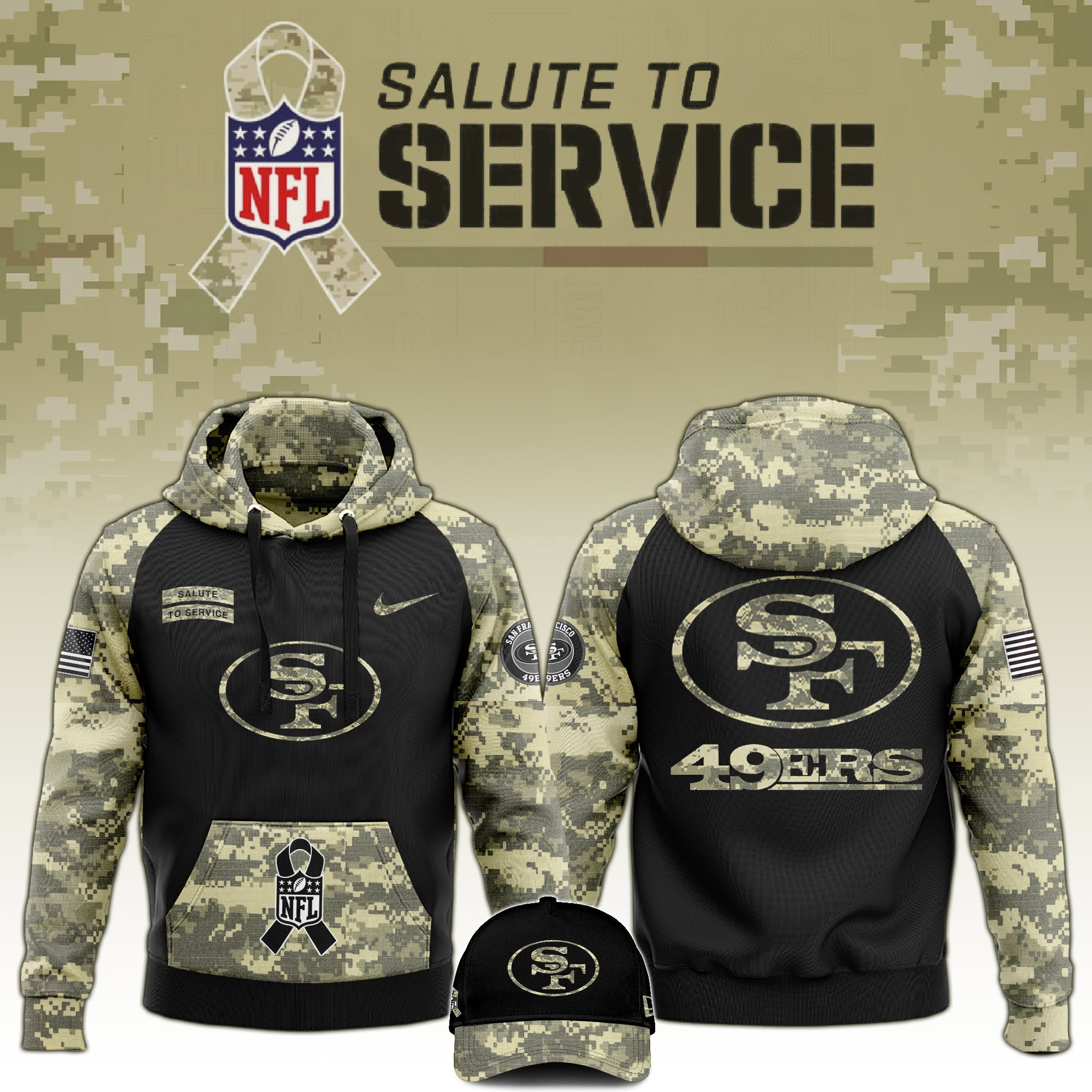 San Francisco 49ers Salute to Service Club Camo Hoodie #2