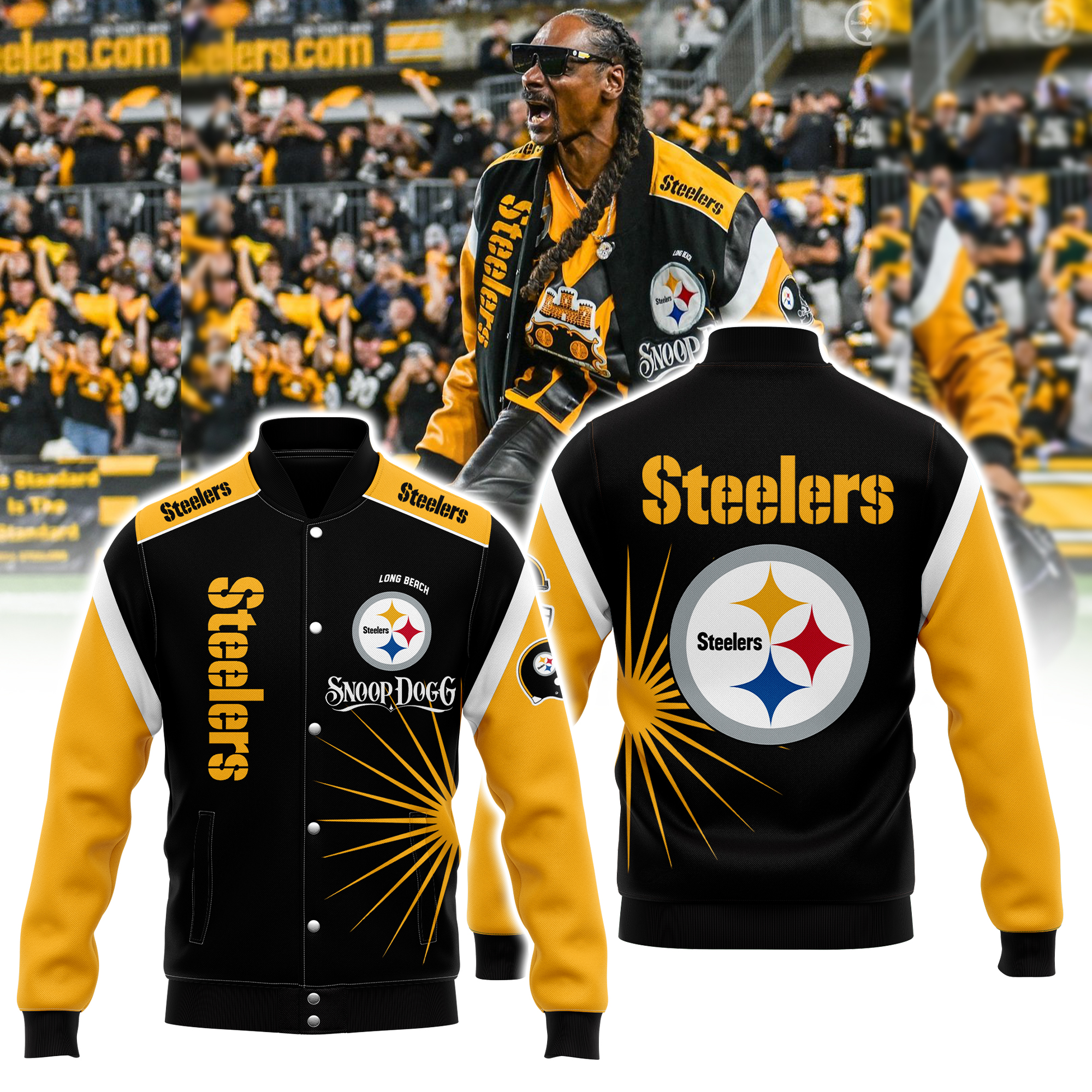 Snoop Dogg x Pittsburgh Steelers Baseball Jacket / Bomber Jacket