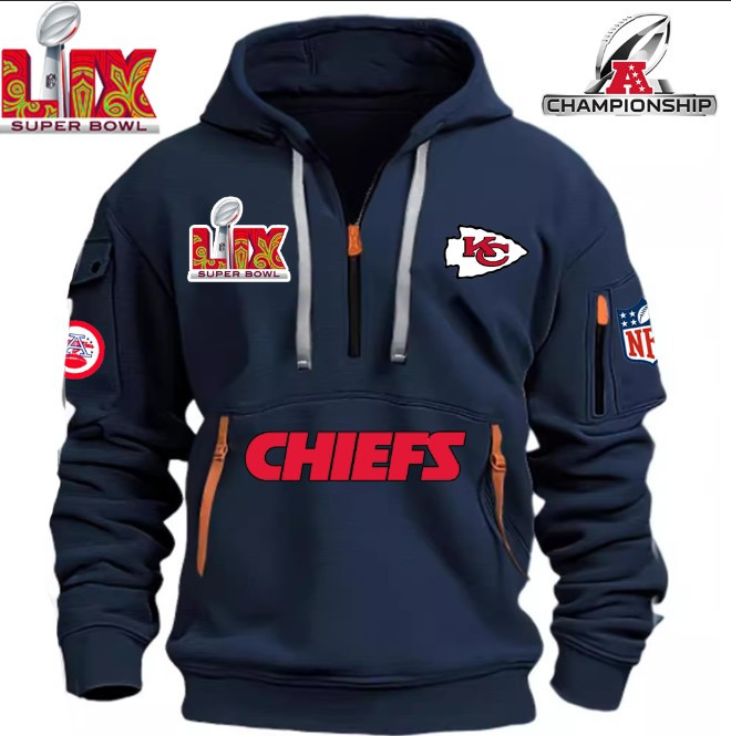 SPECIAL IN 2025 SUPER BOWL - Kansas City Chiefs - HOODIE HALF ZIPPER - QTA405111364