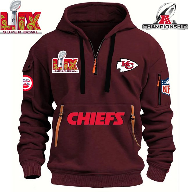 SPECIAL IN 2025 SUPER BOWL - Kansas City Chiefs - HOODIE HALF ZIPPER - QTA405111364