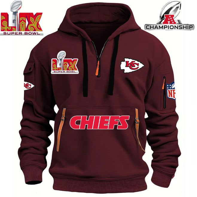 SPECIAL IN 2025 SUPER BOWL - Kansas City Chiefs - HOODIE HALF ZIPPER - QTA405111370