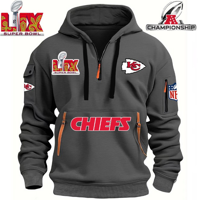 SPECIAL IN 2025 SUPER BOWL - Kansas City Chiefs - HOODIE HALF ZIPPER - QTA405111370