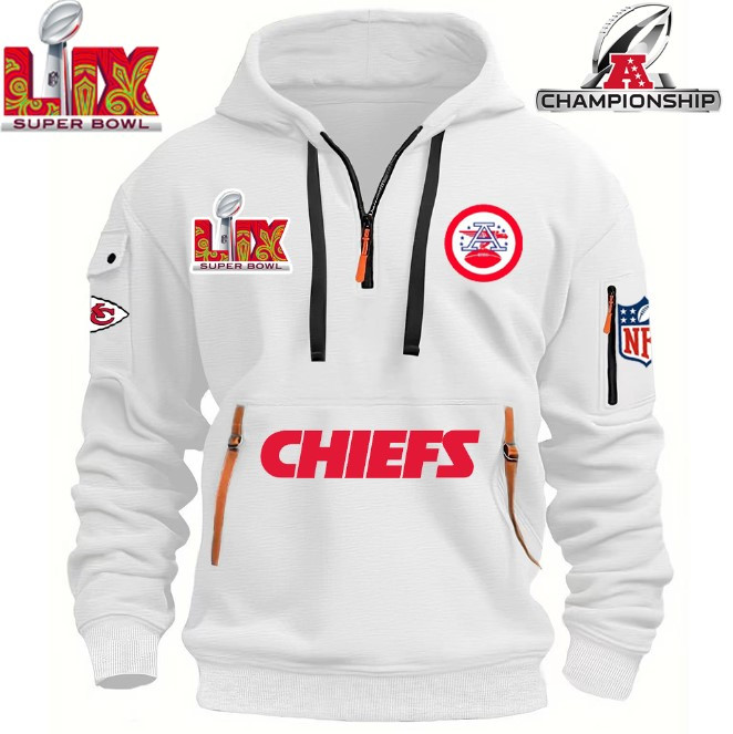 SPECIAL IN 2025 SUPER BOWLLIX- Kansas City Chiefs - HOODIE HALF ZIPPER - QTA405111366