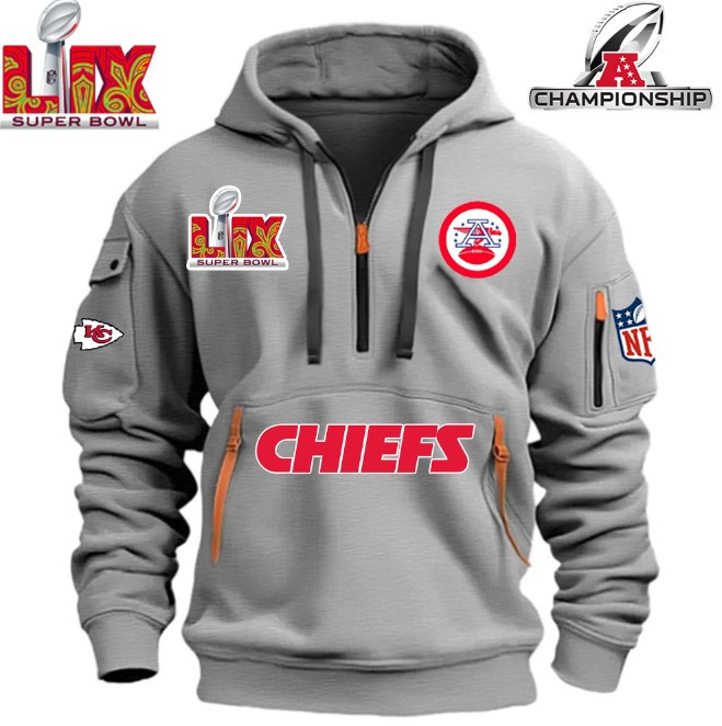 SPECIAL IN 2025 SUPER BOWLLIX- Kansas City Chiefs - HOODIE HALF ZIPPER - QTA405111366
