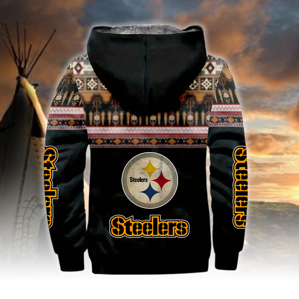 Steelers Vintage Style 3D Fleece Zip Hoodie SP02112327ID03DS07