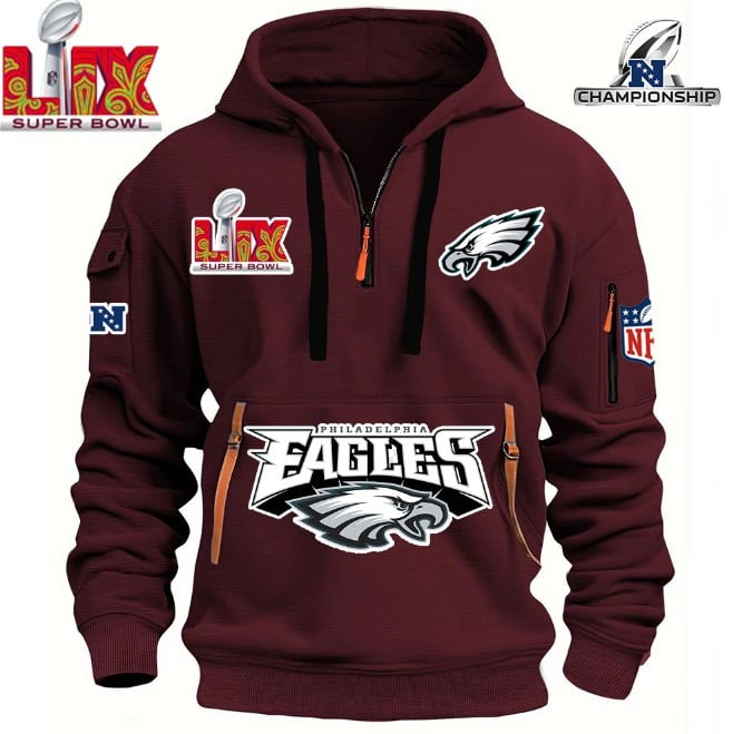 SUPER BOWL - Philadelphia Eagles - HOODIE HALF ZIPPER - QTA405111365