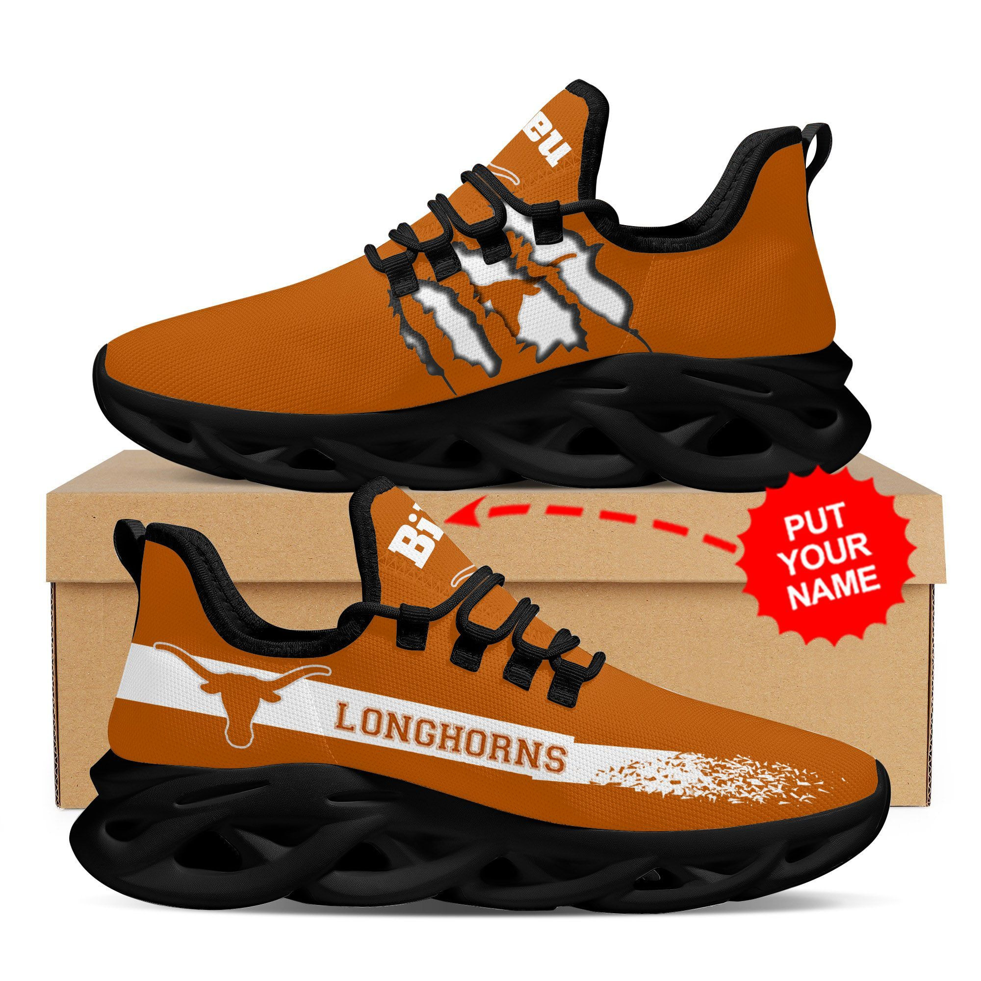 Texas Longhorns Custom Personalized Max Soul Sneakers Shoes