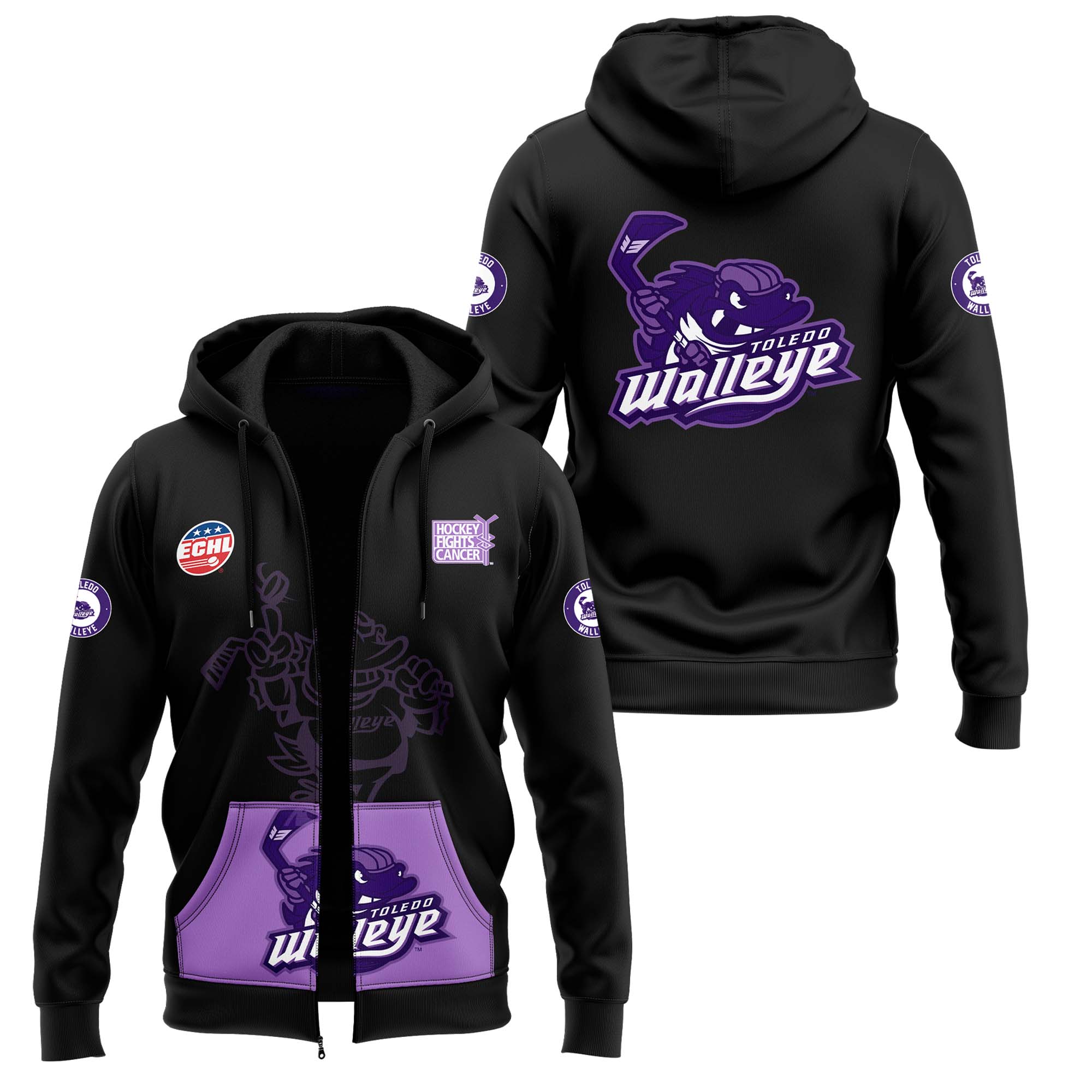Toledo Walleye x Hockey Fight Cancer Night Hoodie