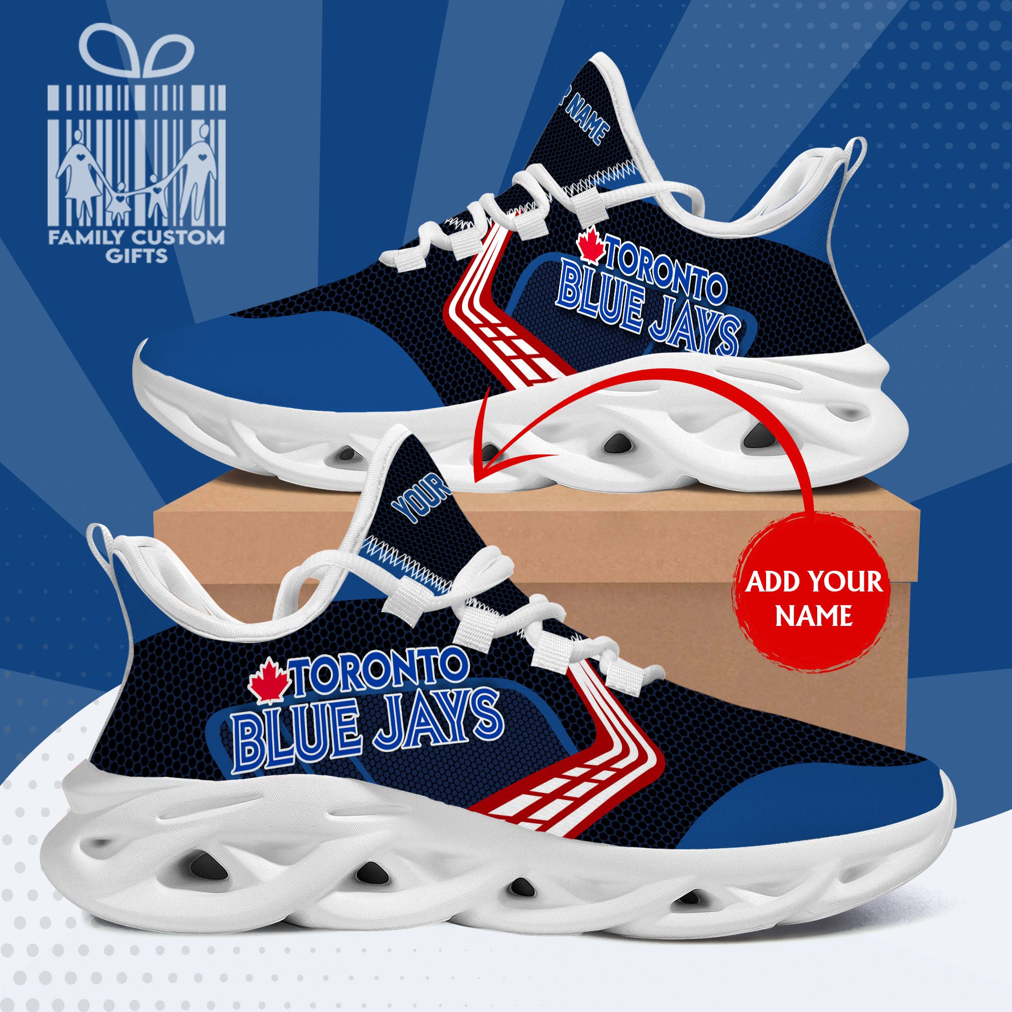 Toronto Blue Jays Custom Baseball Personalized Max Soul Sneakers Running Sport Shoes for Men Women