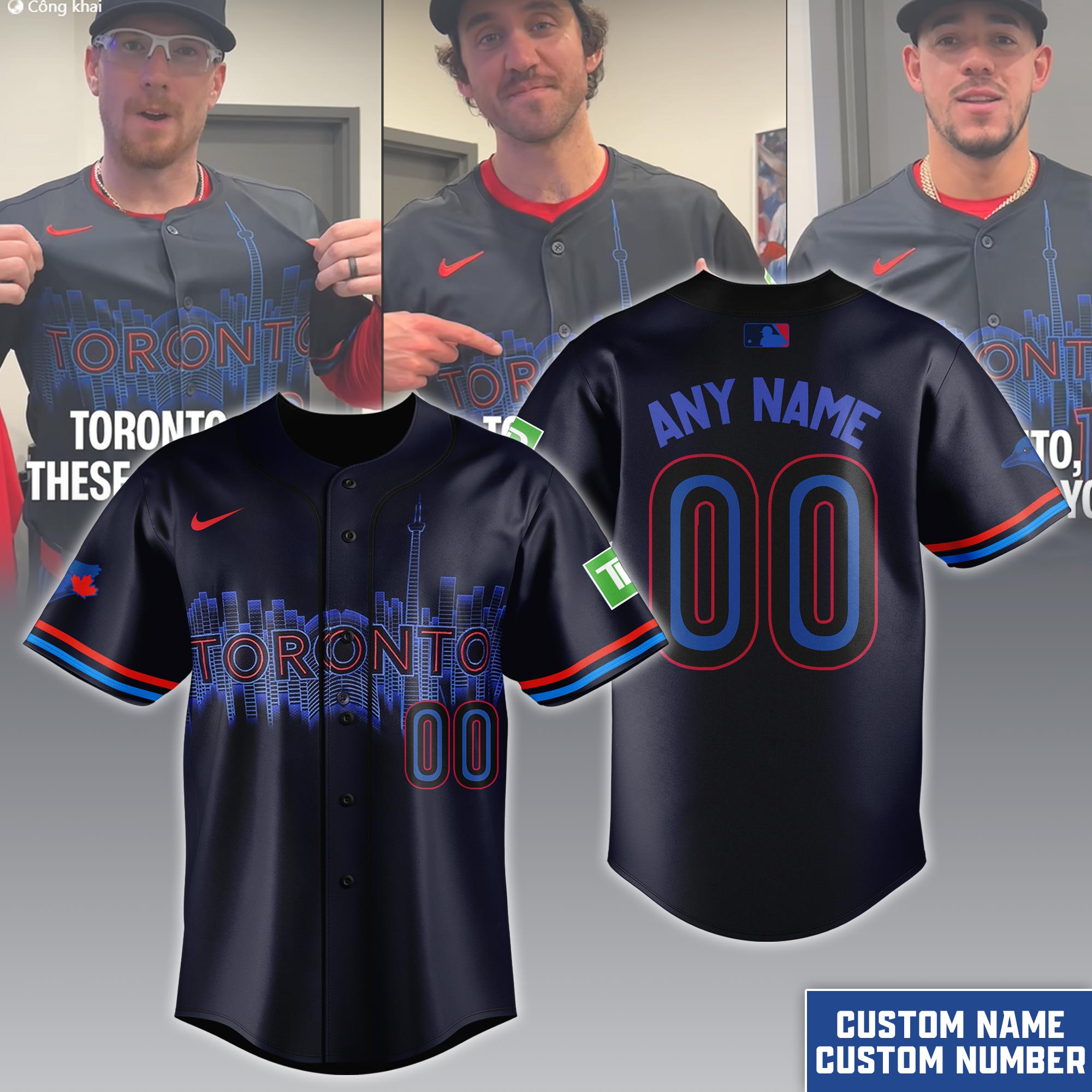 Toronto Blue Jays   Navy  City Connect Limited Jersey  Custom Name Number