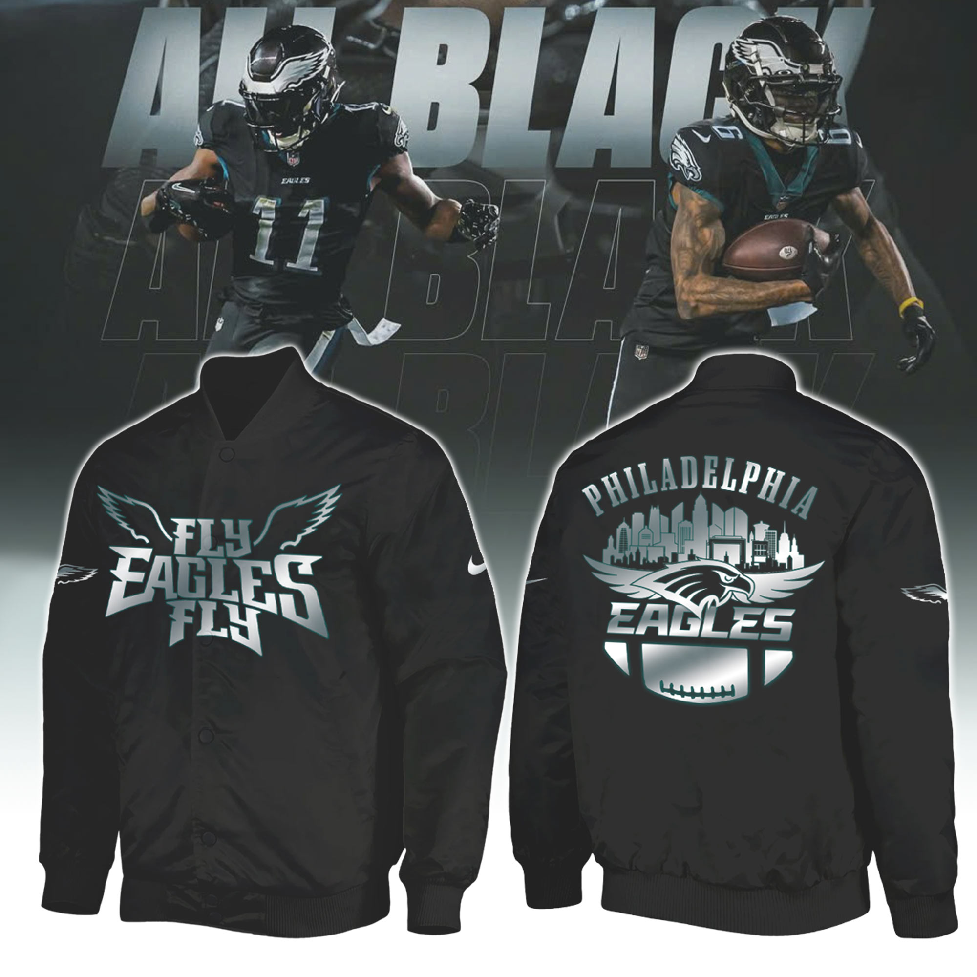 Unisex Philadelphia Eagles 2025 Black Bomber Jersey
