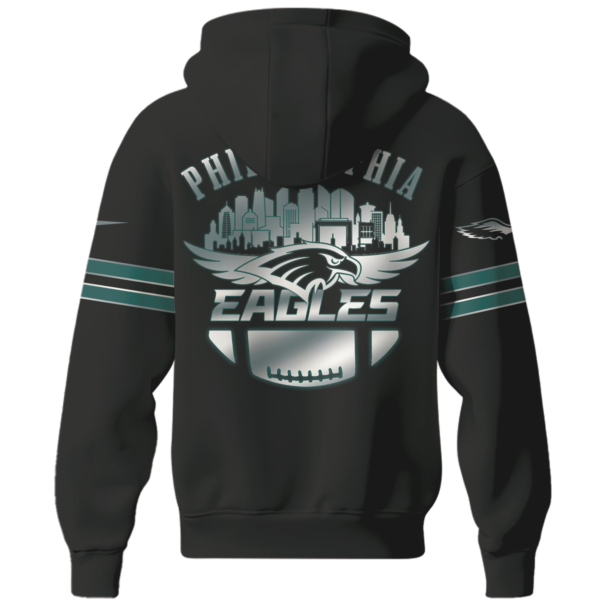 Unisex Philadelphia Eagles 2025 Black Zip Hoodie Jersey