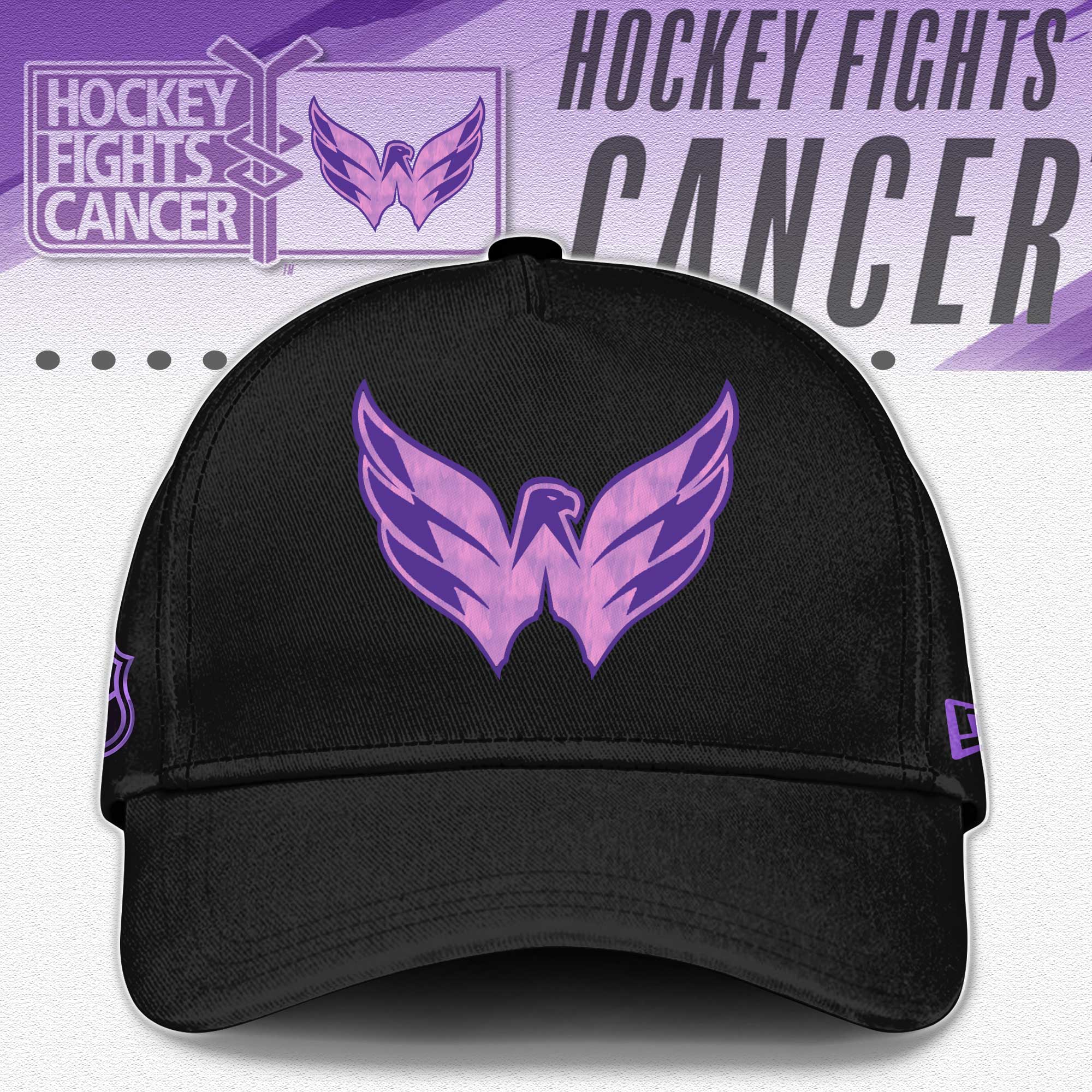 Washington Capitals x Hockey Fights Cancer Black Hoodie 2024