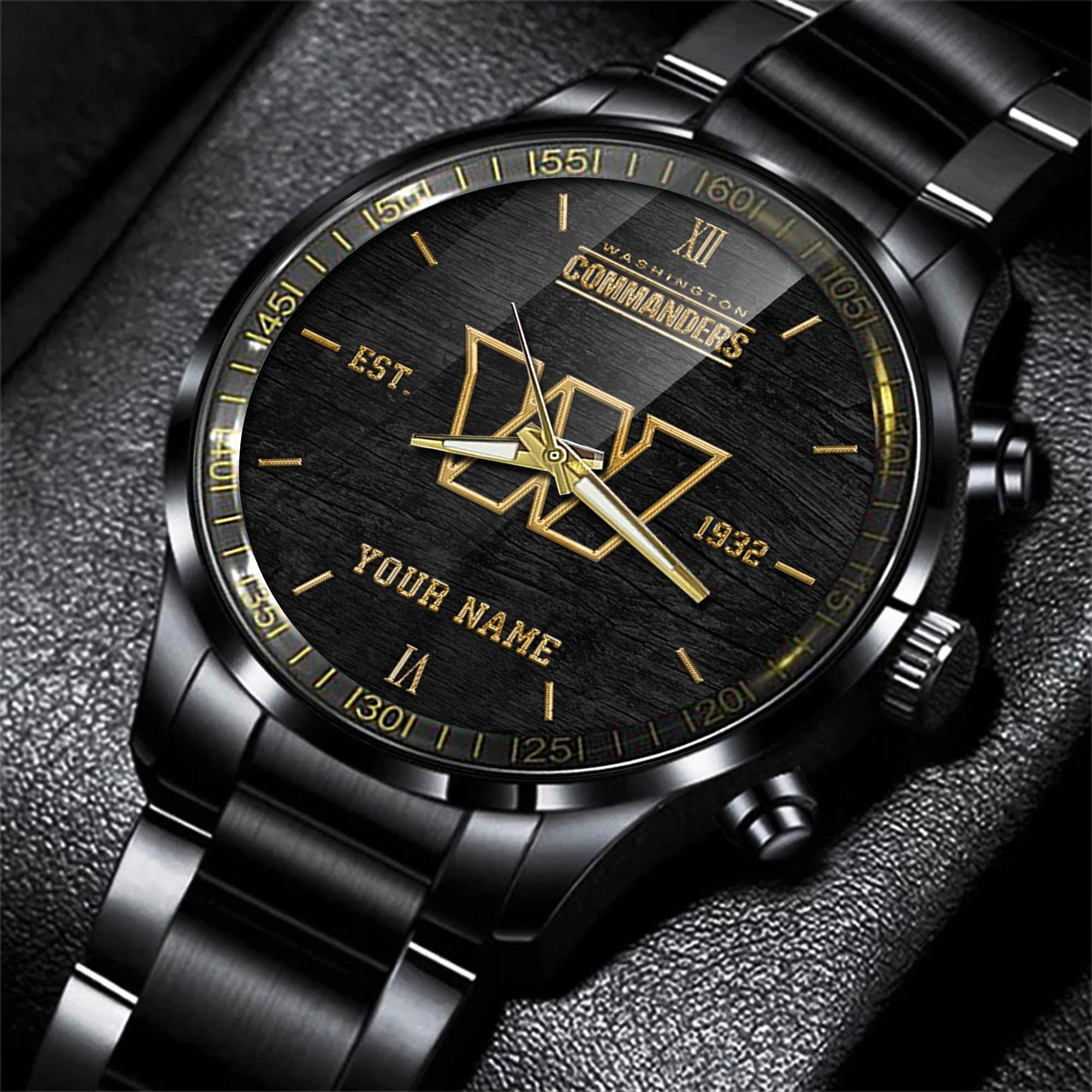 Washington Commanders Black Fashion Sport Black Fashion Watch