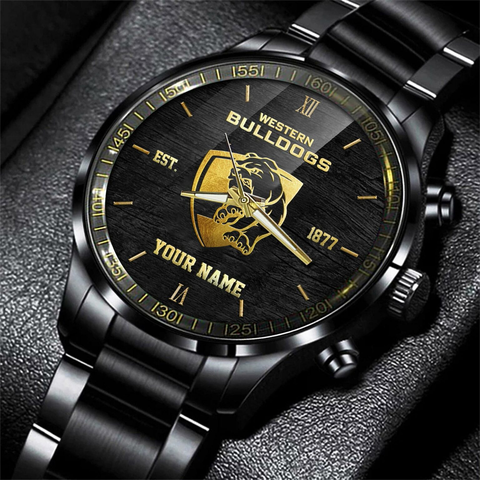 Western Bulldogs Black Fashion Watch Custom Your Name