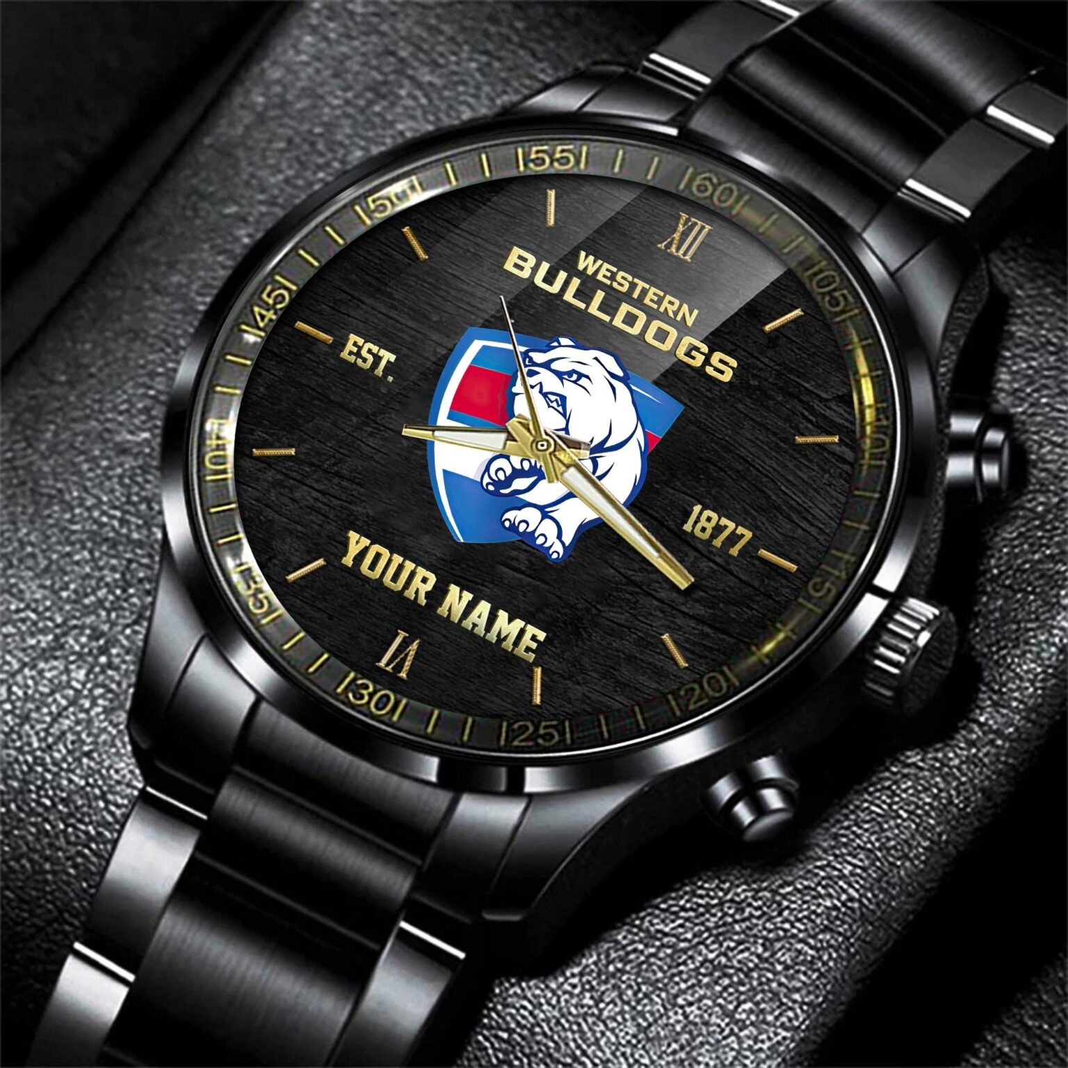 Western Bulldogs Black Fashion Watch Custom Your Name V1