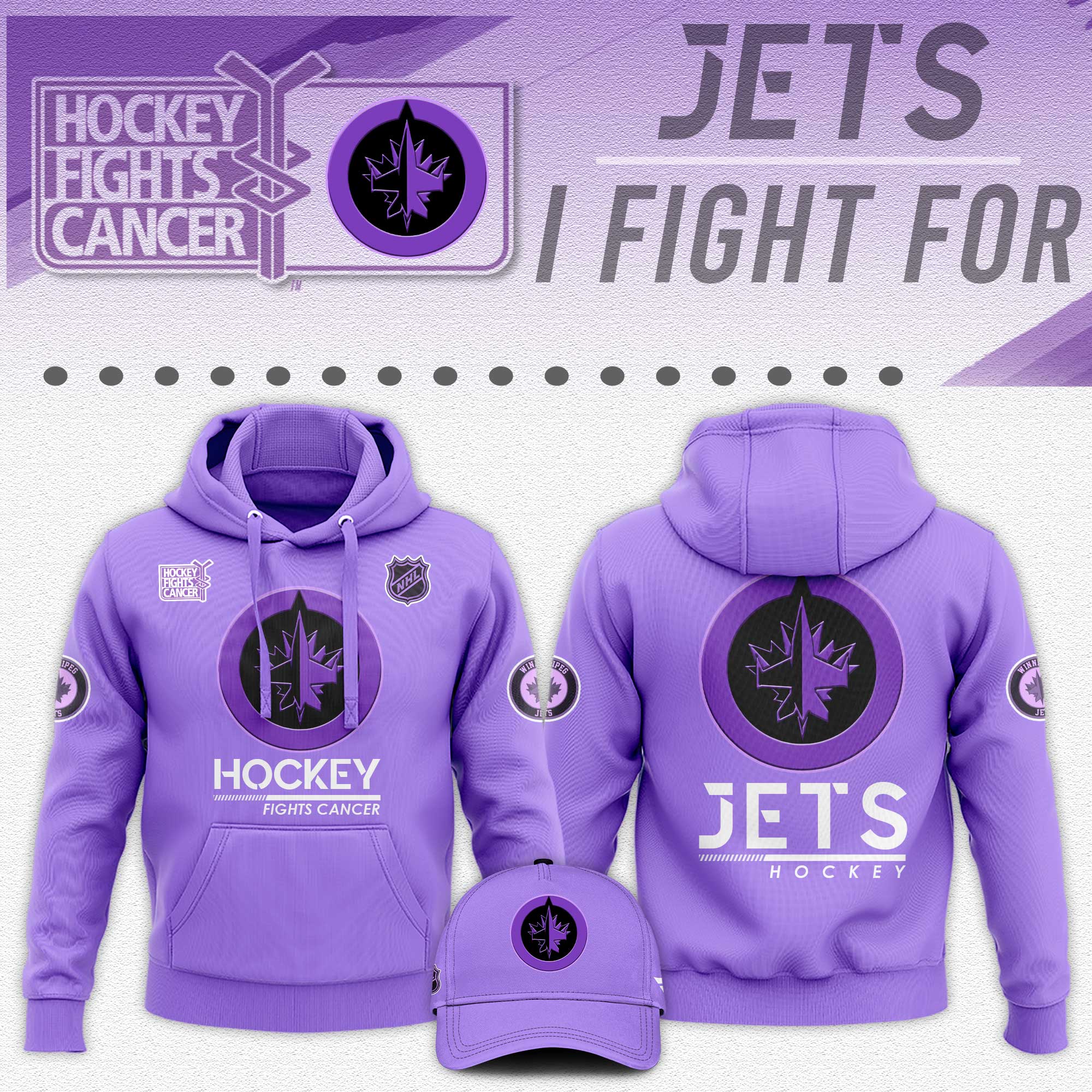 Winnipeg Jets Hockey Fights Cancer Unisex Hoodie